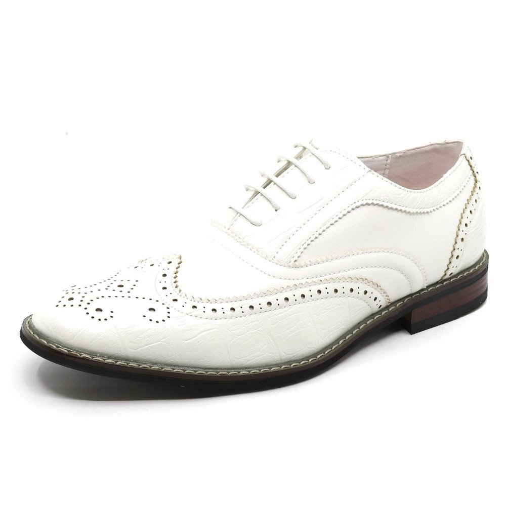 White Classic 1920's Men's Lace Up Oxford Shoe